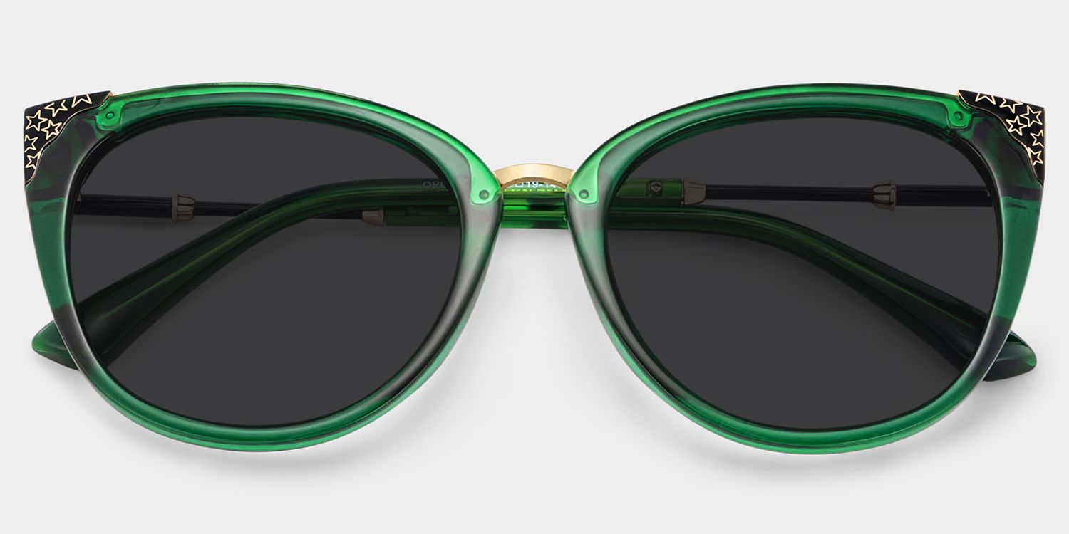 Dalton Mixed Dark-Green Cat Eye Frame Sunglasses | ZEELOOL UK1