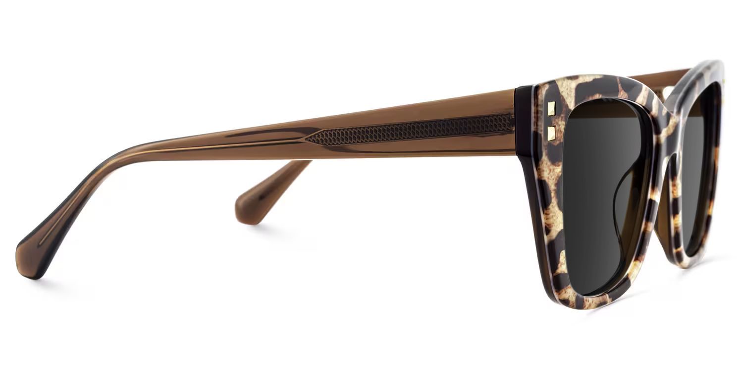 Tessia Brown Leopard Square Polarized Sunglasses for Driving | ZEELOOL UK3
