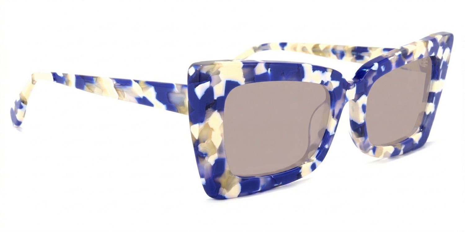 Newell Blue-Floral Frame Sunglasses with Rectangle Style | ZEELOOL UK2