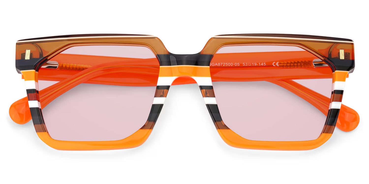 Laguer Rectangle Orange Sunglasses for Women & Men | ZEELOOL UK1