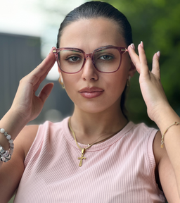 Jacqui Pink Rectangle Glasses7