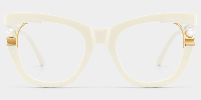 Pearl White Cat eye Glasses