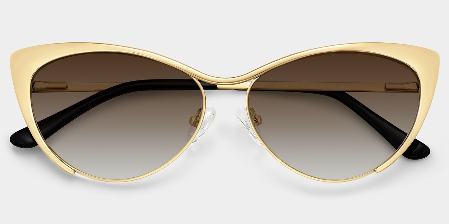 Ellen Gold Frame Sunglasses with Cat Eye Style | ZEELOOL UK1