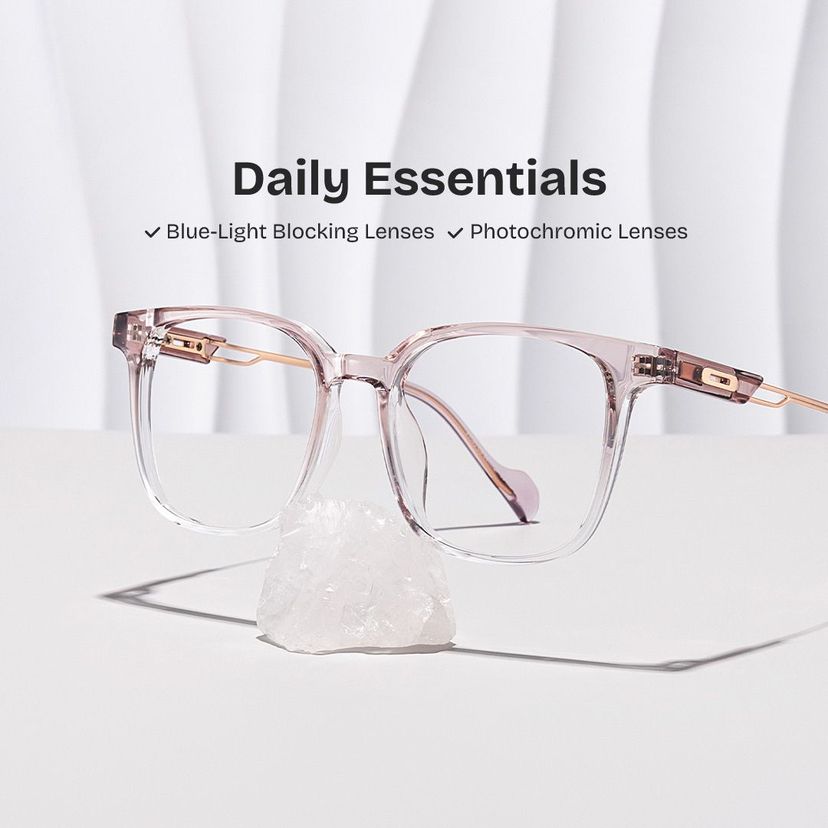 Chloe Pink Clear Square Glasses