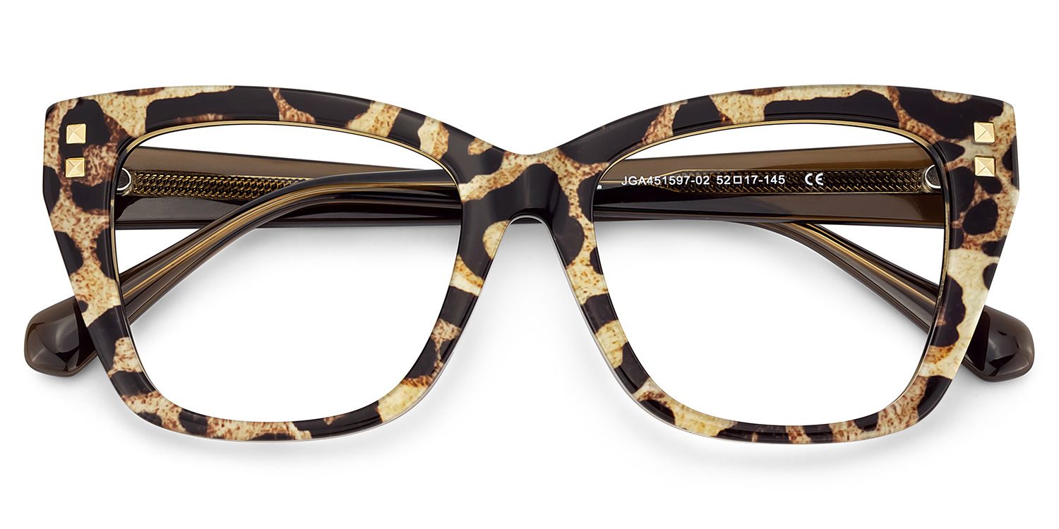 Tessia Leopard Square Glasses Women's Glasses | ZEELOOL UK3