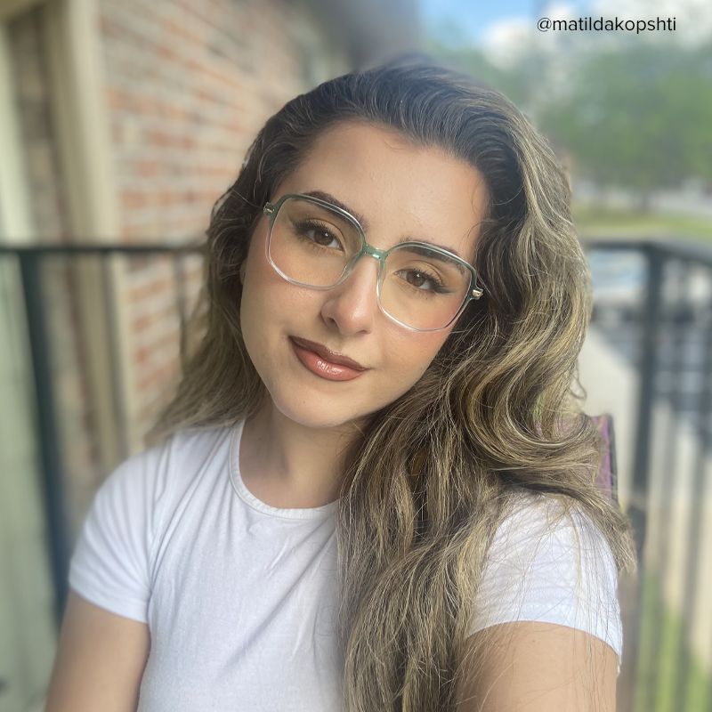 Payton Green Geometric Frame Glasses | Zeelool8