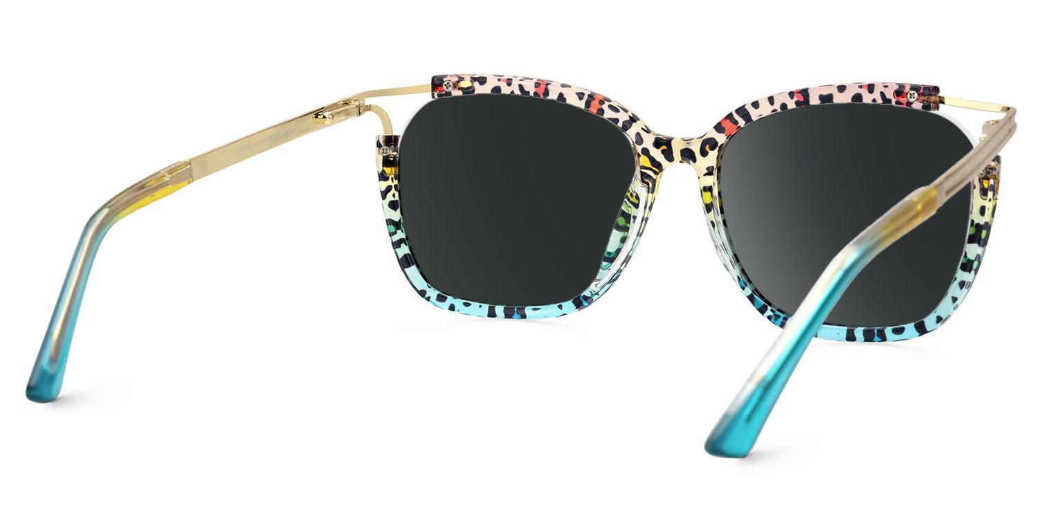 Sidibe Square Blue Leopard Semi Rim Sunglasses | ZEELOOL UK3