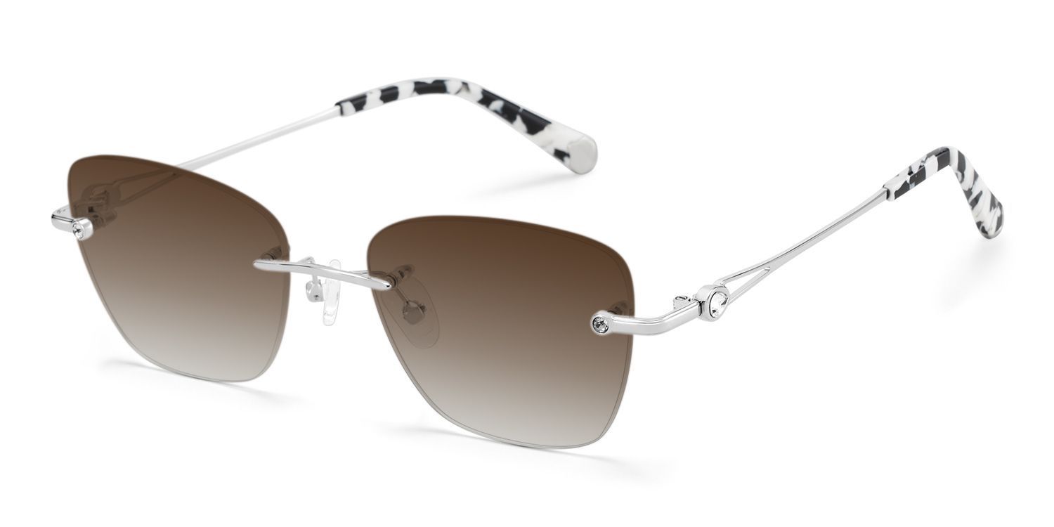Seth Silver Rectangle Sunglasses to Frame Your Face | ZEELOOL UK2