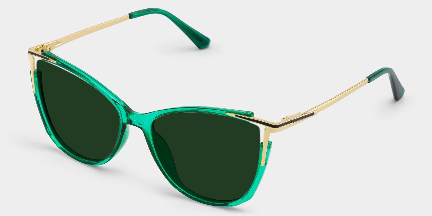 Yomary Cat Eye Green Sunglasses for Women & Men | ZEELOOL UK2