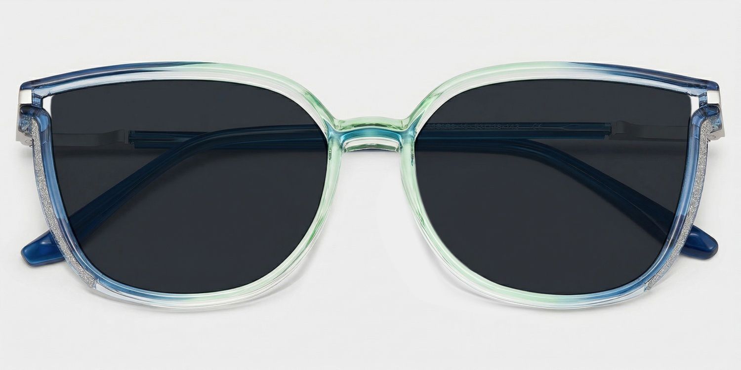 Rodz Tr90 Blue-Green Square Frame Sunglasses | ZEELOOL UK1