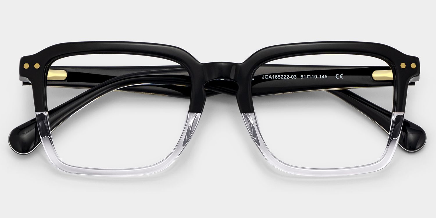 Vickerie Thin Black Clear Glasses in Square Design | ZEELOOL UK2