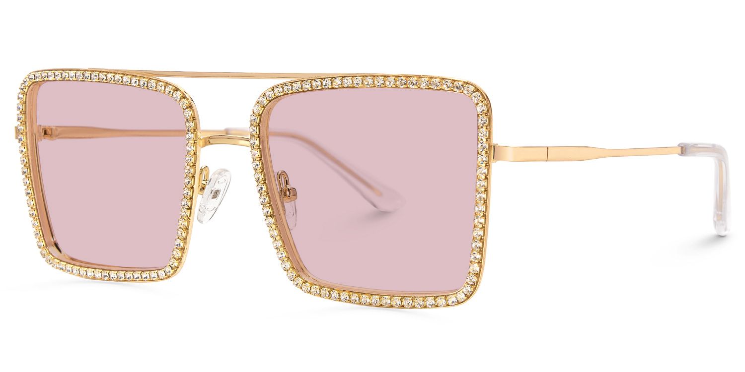 Diva Square Sunglasses with Metal Gold Frames | ZEELOOL CA1