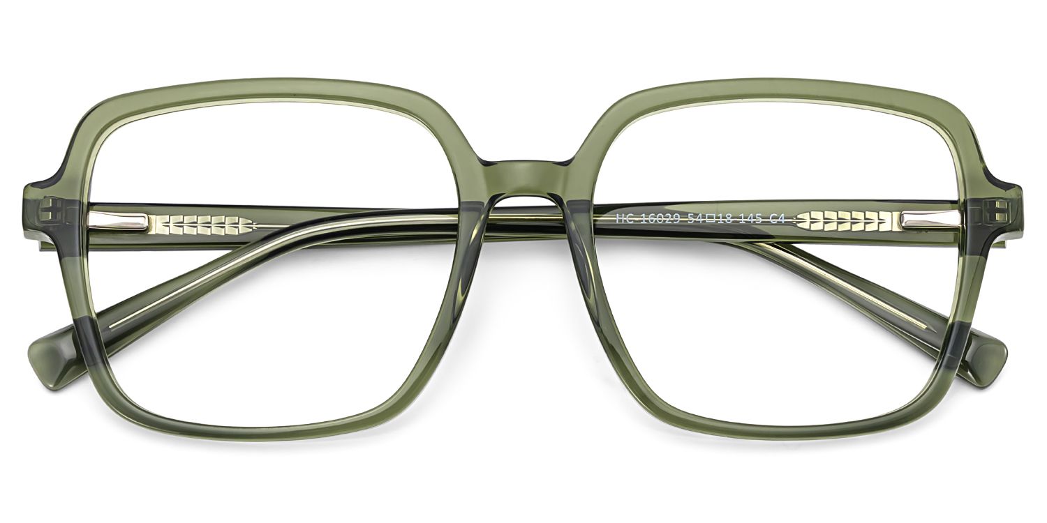 Square Green Eyeglasses- Ember Acetate Frame Glasses1