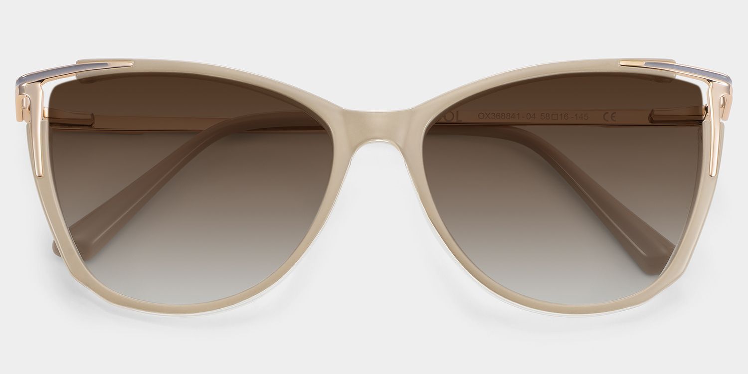 Yomary Cat Eye Khaki Full Rim Sunglasses | ZEELOOL UK1