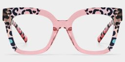 Malcolm Pink-Leopard Square Glasses0