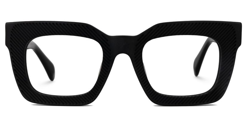 Keisa Black Rectangle Glasses