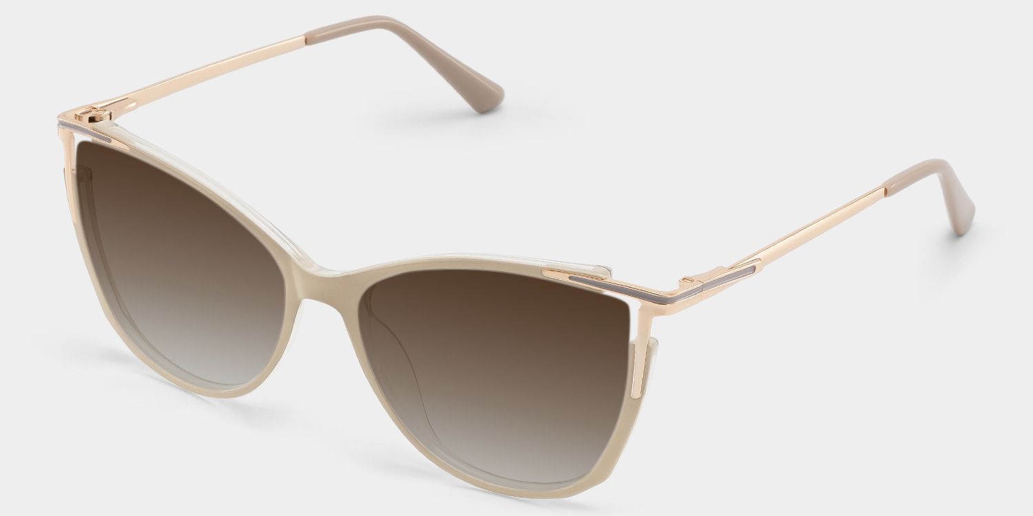 Yomary Cat Eye Khaki Full Rim Sunglasses | ZEELOOL UK2