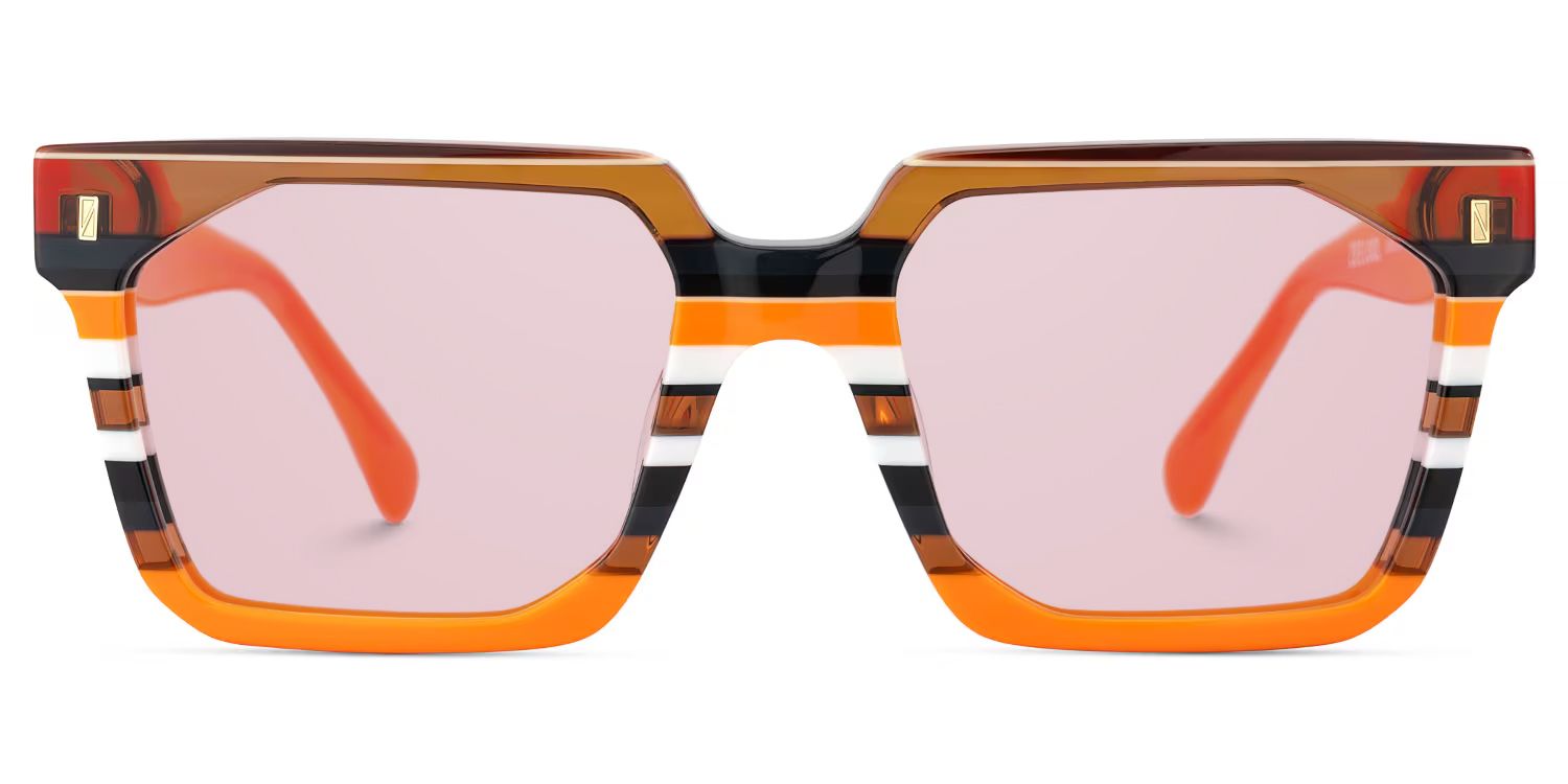Laguer Rectangle Orange Sunglasses for Women & Men | ZEELOOL UK0