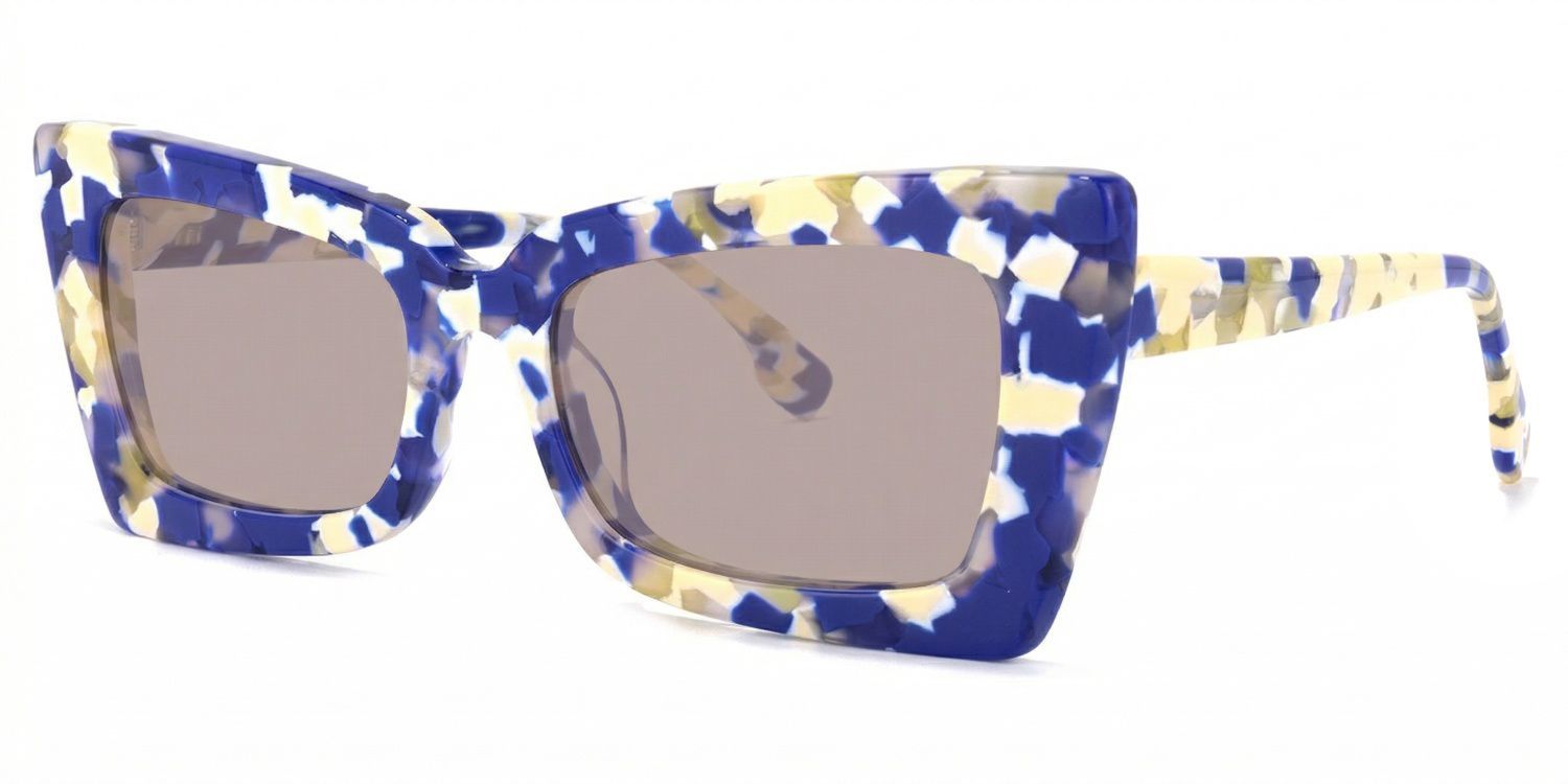 Newell Blue-Floral Frame Sunglasses with Rectangle Style | ZEELOOL UK1