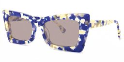Newell Blue-Floral Rectangle Sunglasses1