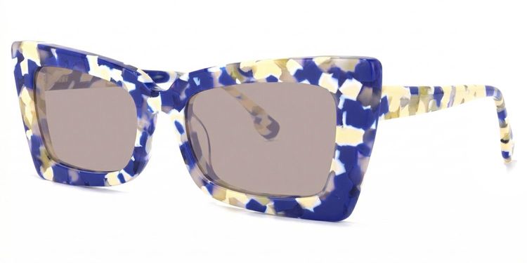 Newell Blue-Floral Rectangle Sunglasses