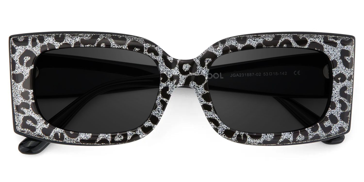 Orduno Gray Leopard Rectangle Polarized Sunglasses for Driving | ZEELOOL UK1