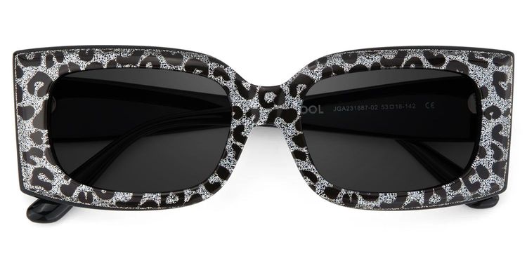Orduno Gray Leopard Rectangle Sunglasses
