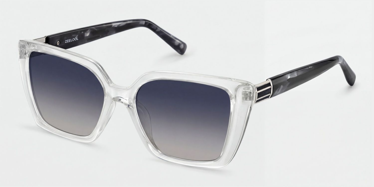 Emery Clear Square Polarized Sunglasses for Driving | ZEELOOL UK2