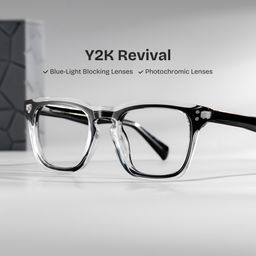 Liam Black Clear Rectangle Glasses0