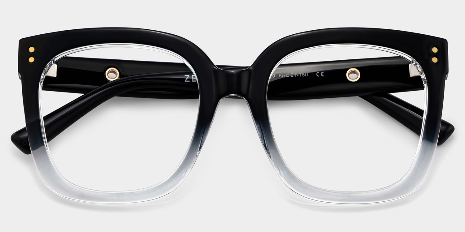 TR90 Ebony Eyeglasses, Ebony Square Glasses -Zeelool Glasses2