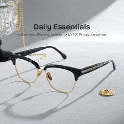Ellis Black Gold Browline Glasses0