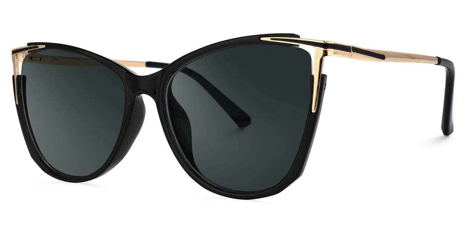 Yomary Black Frame Sunglasses with Cat Eye Style | ZEELOOL UK1