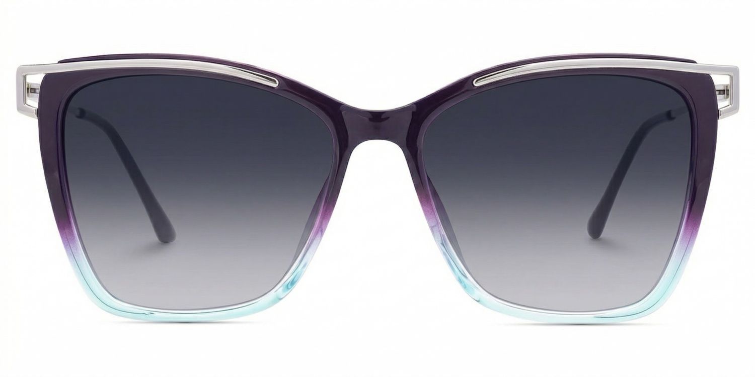 Krystle Square Purple-Blue Full Rim Sunglasses | ZEELOOL UK0