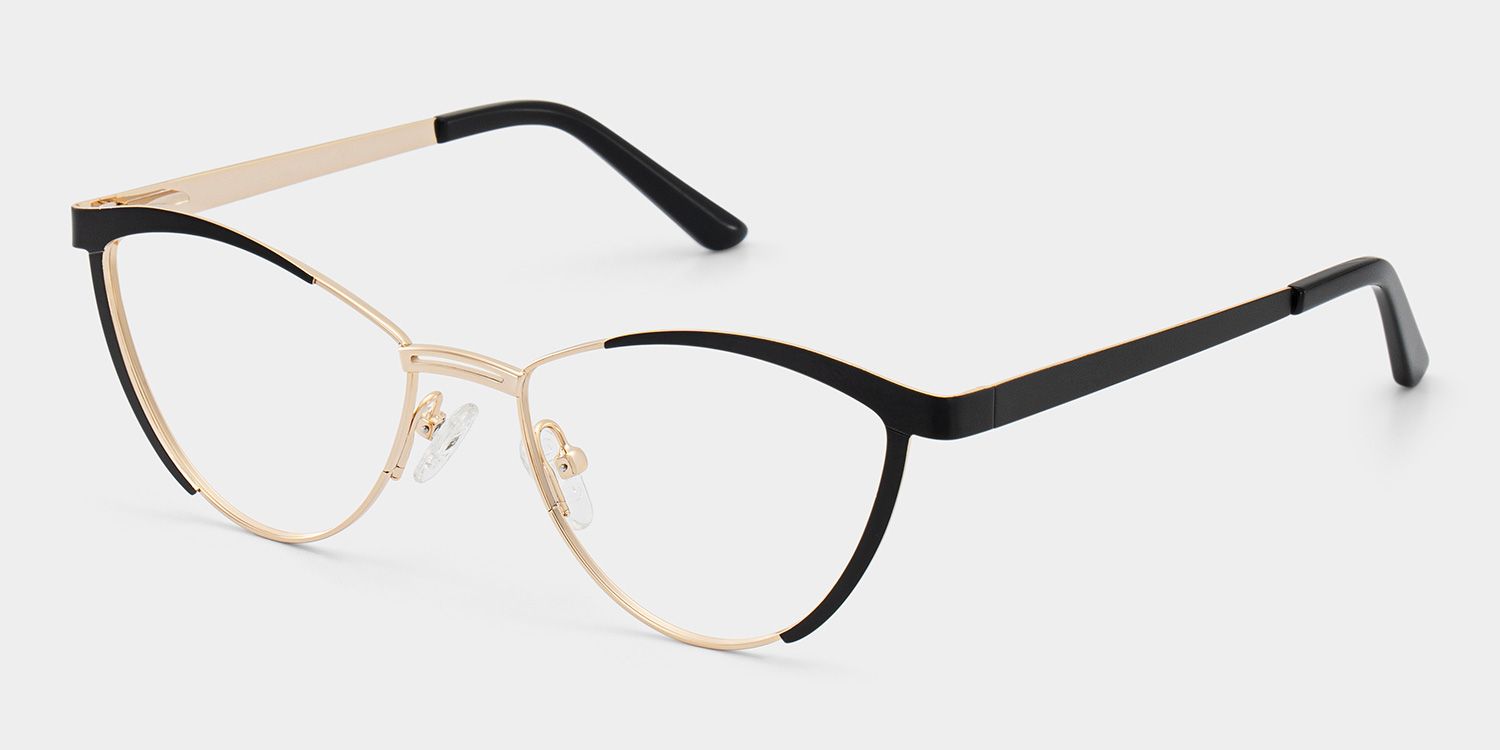 Sydney Cat Eye Metal  Black Frame Glasses | ZEELOOL UK2