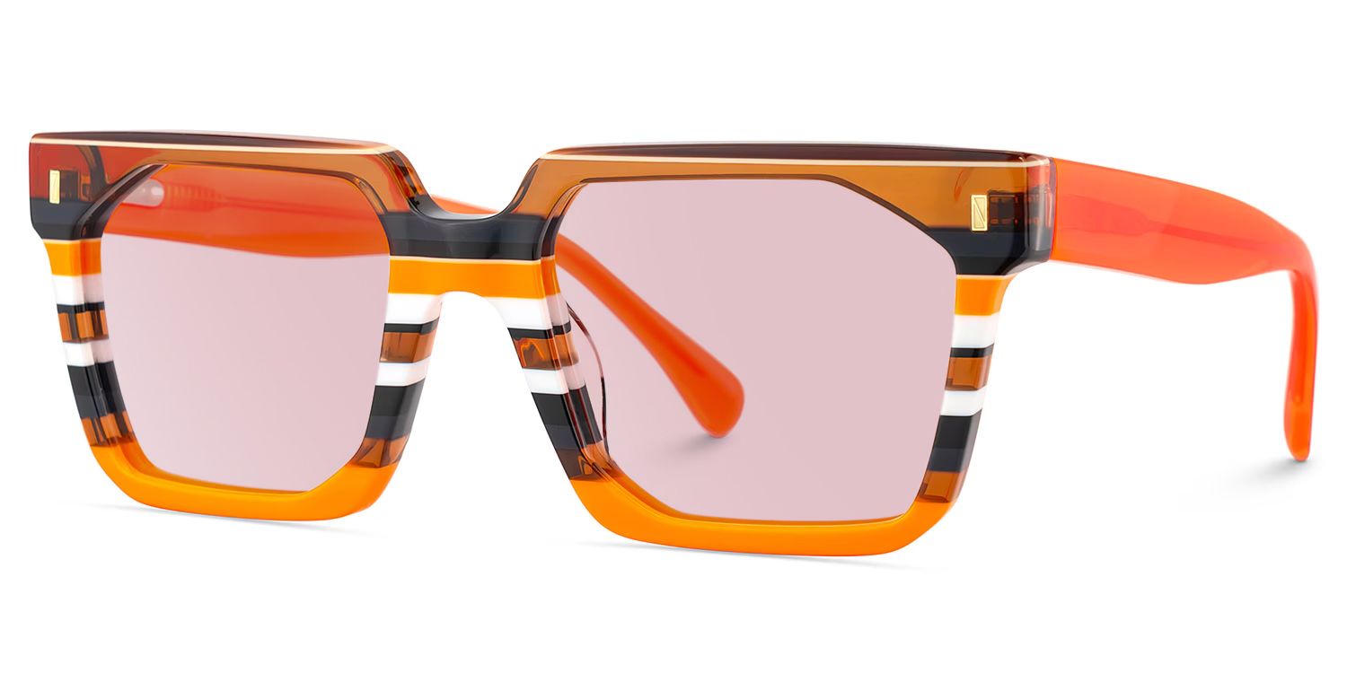 Laguer Rectangle Orange Sunglasses for Women & Men | ZEELOOL UK2