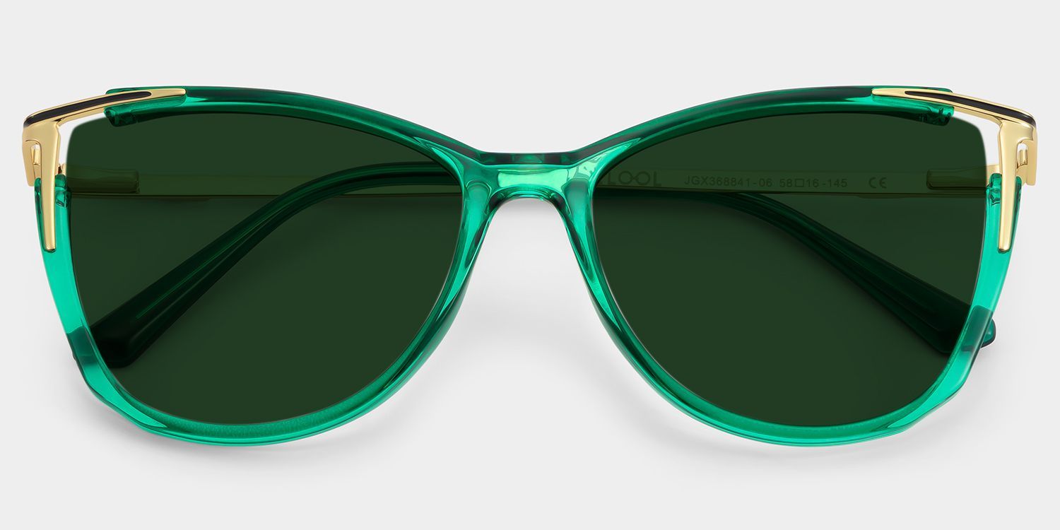 Yomary Cat Eye Green Sunglasses for Women & Men | ZEELOOL UK1