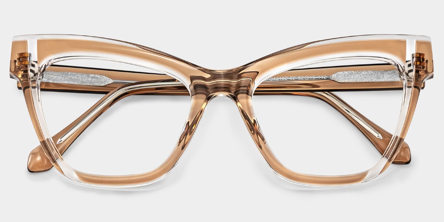 Saucie Light Brown Cat eye Frame Glasses | Zeelool1