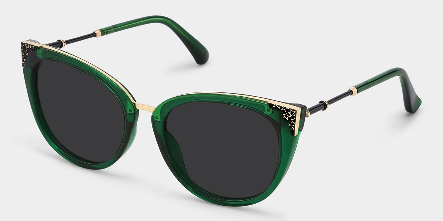 Dalton Mixed Dark-Green Cat Eye Frame Sunglasses | ZEELOOL UK2