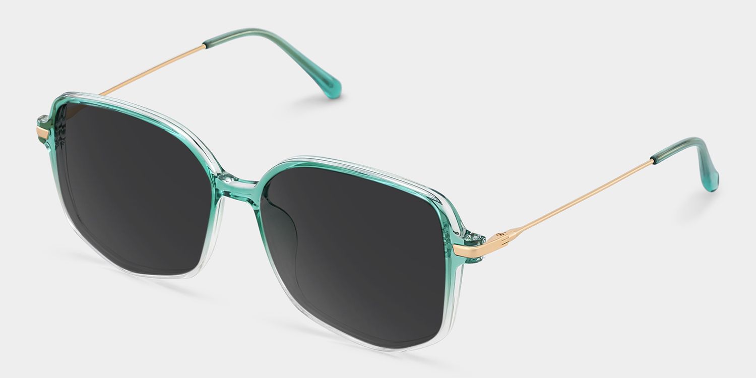Payton Tr90 Green Geometric Frame Sunglasses | ZEELOOL UK2
