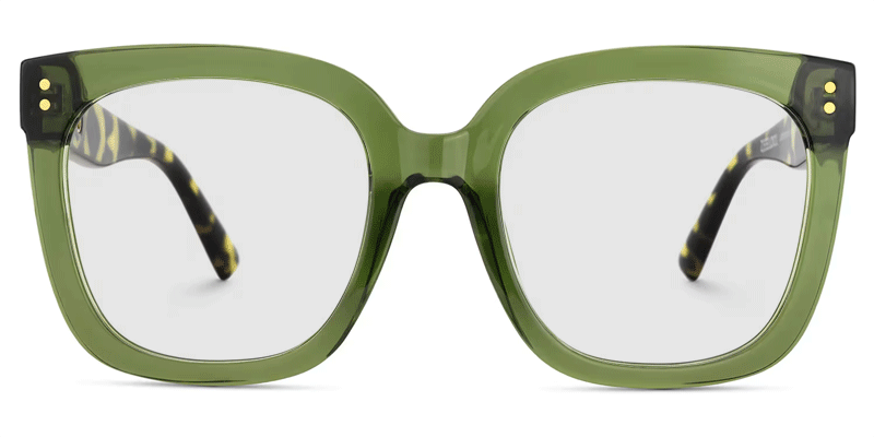 Ebony Green Tortoise Square Glasses1