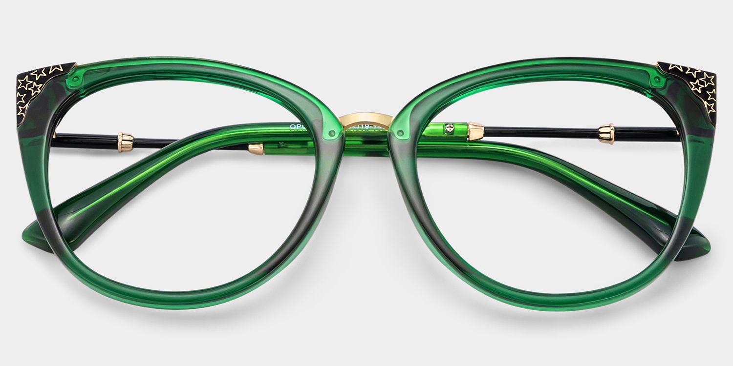 Dalton Cat Eye Dark Green Frame Glasses | ZEELOOL UK1