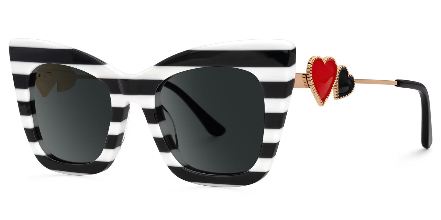 Cagle Cat Eye Black-White Full Rim Sunglasses | ZEELOOL UK1