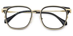 Cameron Black Gold Square Glasses2