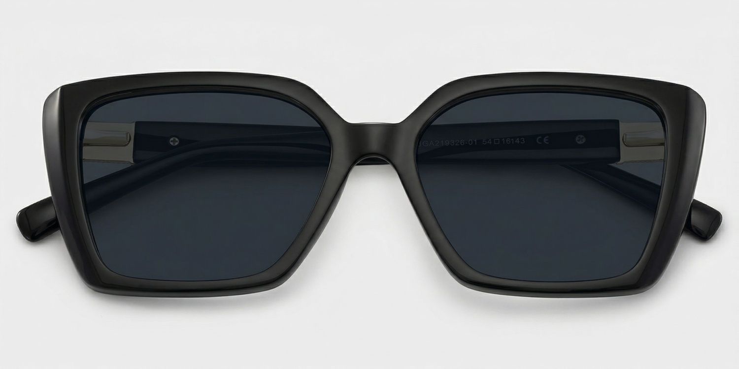 Emery Black Square Polarized Sunglasses for Driving | ZEELOOL UK1