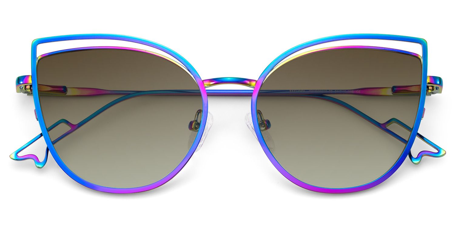 Spivey Iridescent Frame Sunglasses with Cat Eye Style | ZEELOOL UK1