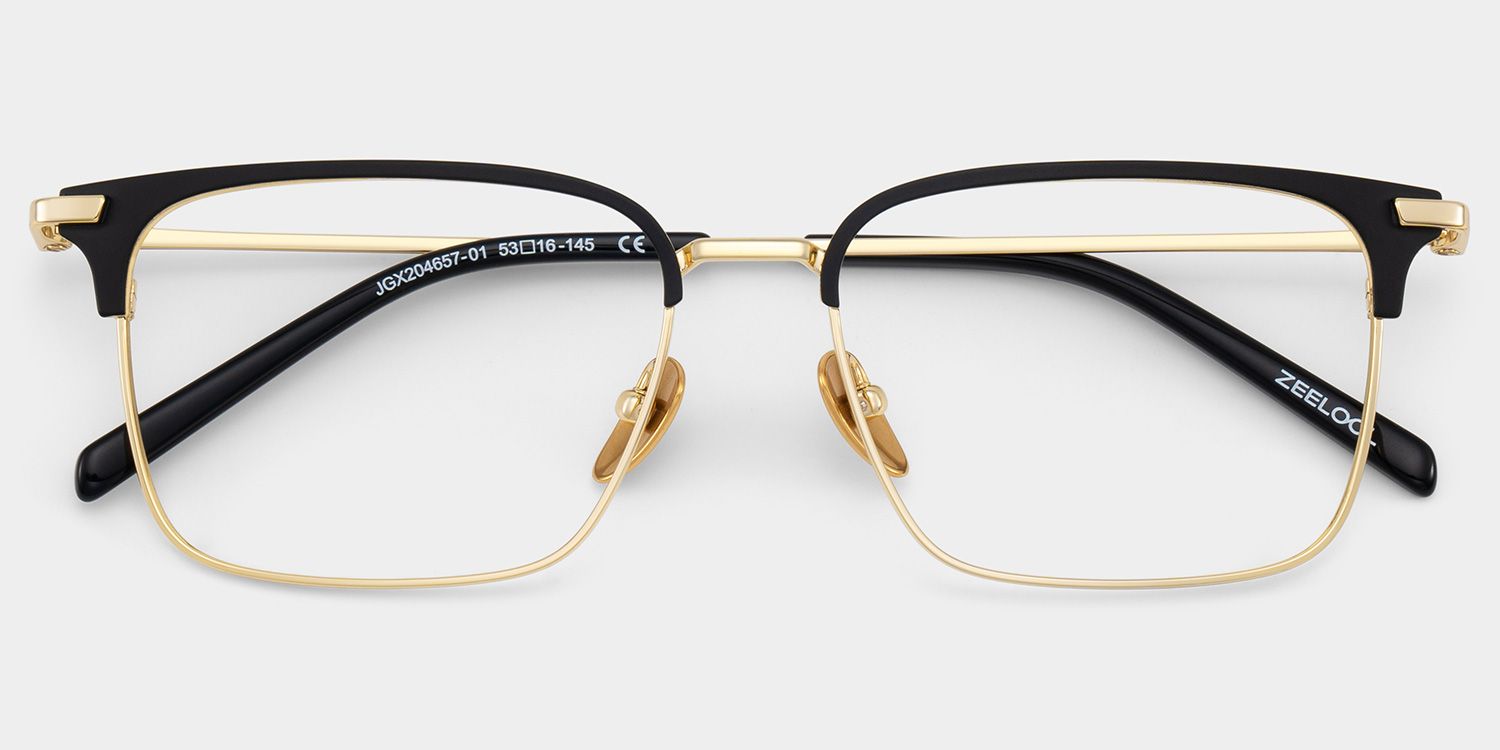 Maxwell Browline Black and Gold Glasses Frames for Men | ZEELOOL UK1