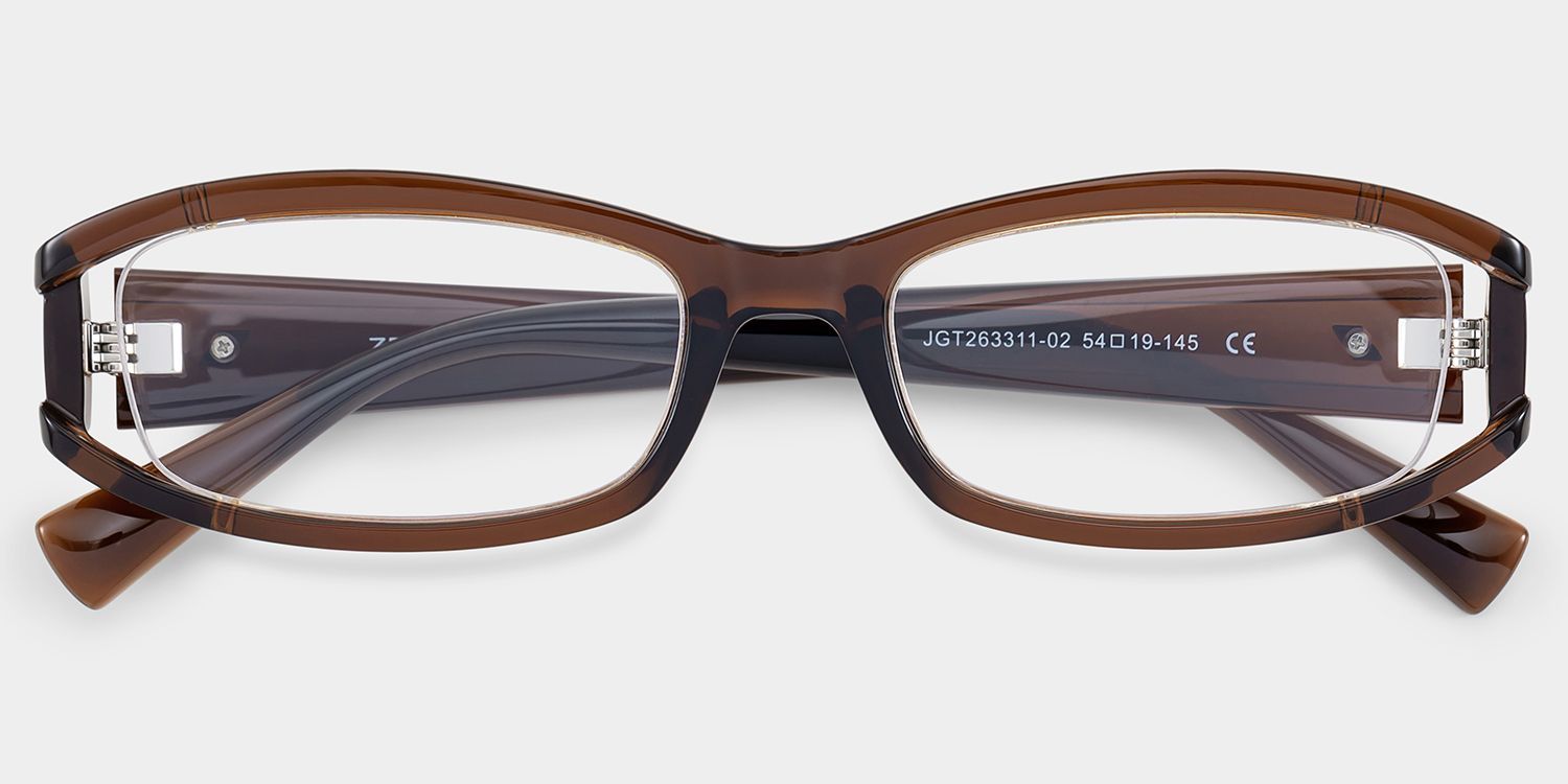 Willow Y2K Brown Rectangle Glasses for Ladies | ZEELOOL1