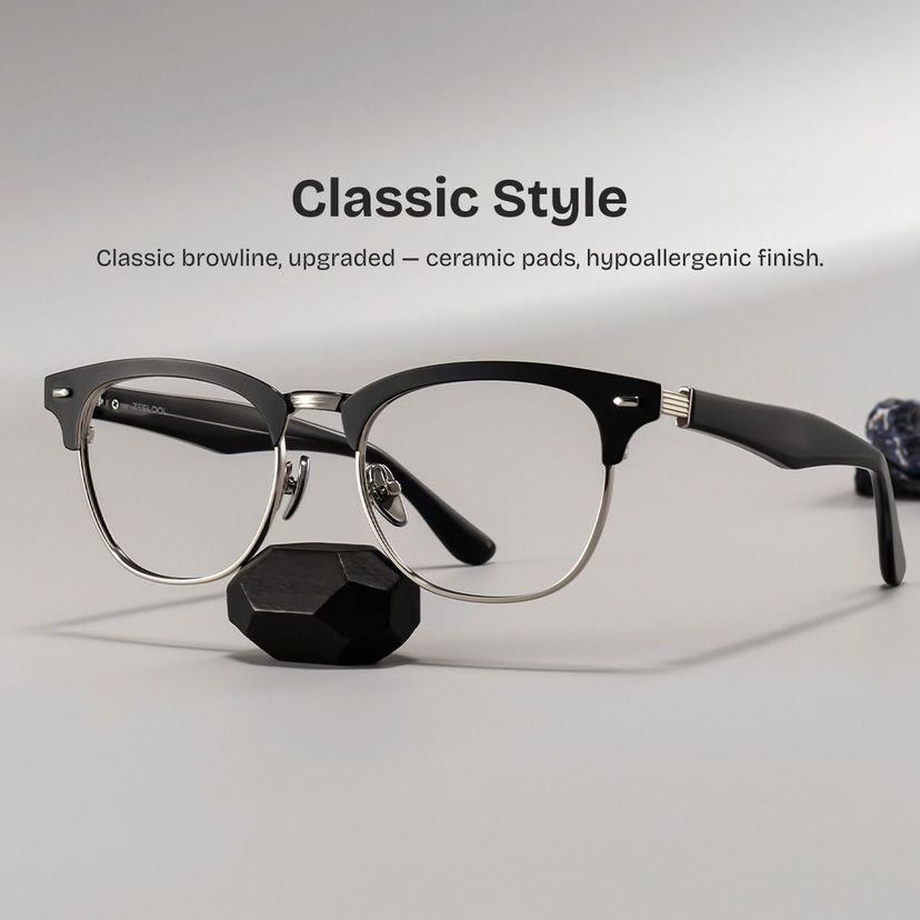 Penelope Silver Browline Glasses