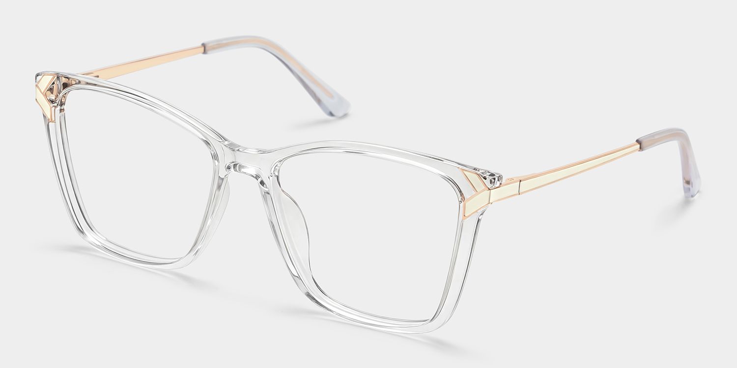 Tricee Square Clear Glasses With Gold Arms For Women | Zeelool3