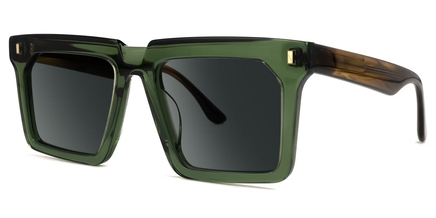 Moreland Rectangle Green Full Rim Sunglasses | ZEELOOL UK1